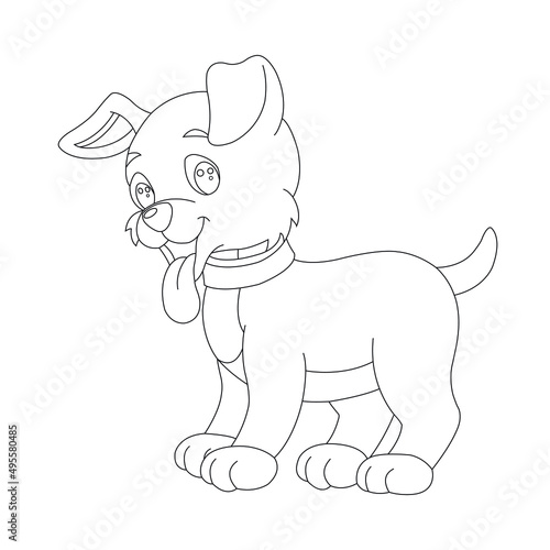 Cute puppy dog outline coloring page for kids animal coloring page cartoon vector illustration  © soft flora