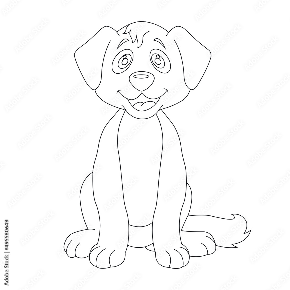 Cute puppy dog outline coloring page for kids animal coloring page ...