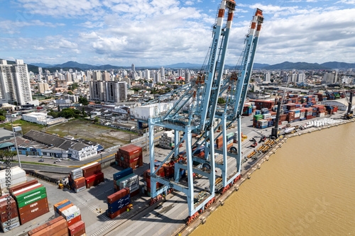 Aerial view of APM Terminals Itajaí and its urban surroundings photo