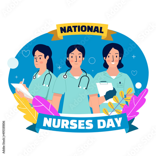 Three nurses are on duty at the hospital in celebration of nurses day around the world (ID: 495581806)