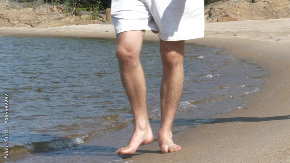 Concept of earthing or grounding, connecting to earth by walking ...