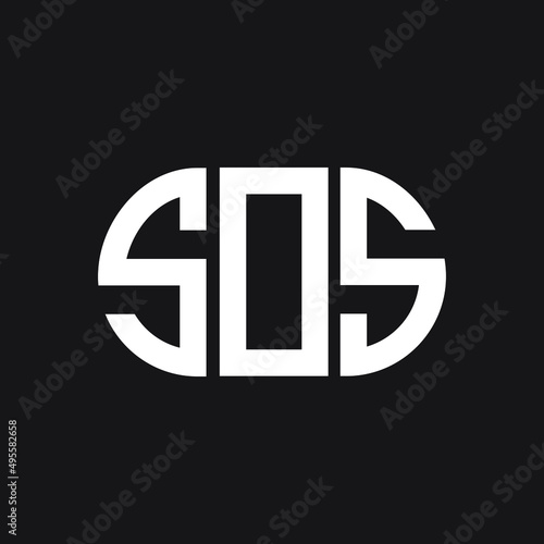 SOS letter logo design on black background. SOS  creative initials letter logo concept. SOS letter design.