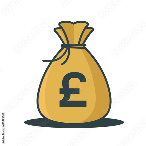 sterling pounds Money bag vector illustration pound Sign money sack flat Simple Logo Icon Clipart