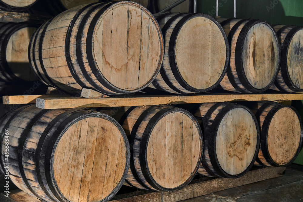 Oak wood barrels for tequila maturation
