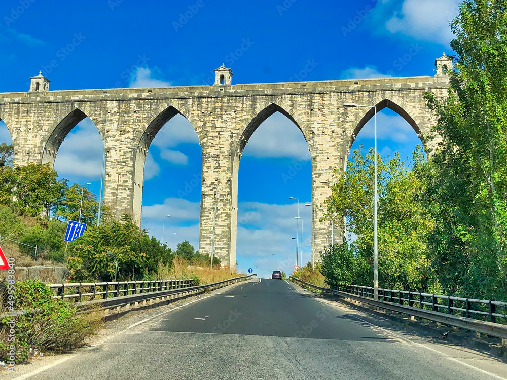 Fototapeta premium The Aqueduct Aguas Livres is a historic aqueduct in the city of Lisbon, Portugal.
