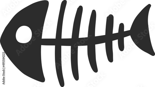 Cartoon fish bones vector object, doodle illustration for decor