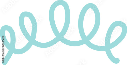 Cartoon vector blue swirl object, doodle brush element for decor