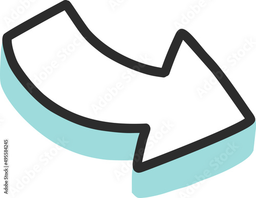 Cartoon vector arrow object, doodle element for decor