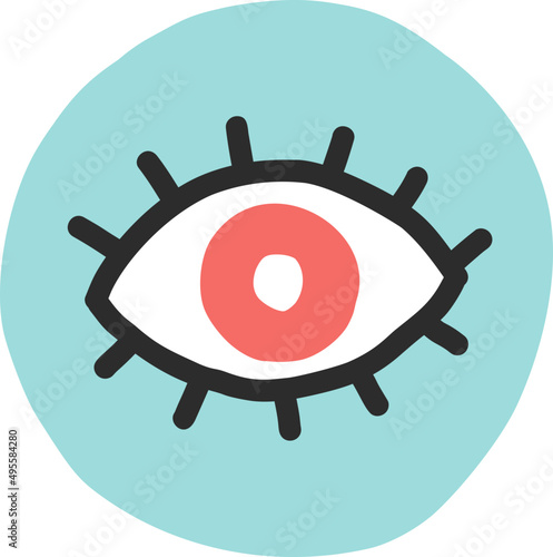 Cartoon vector eye object, doodle illustration for decor