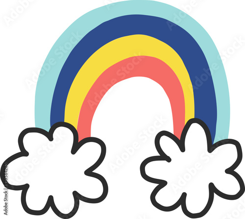 Cartoon vector colorful rainbow object, doodle illustration for decor