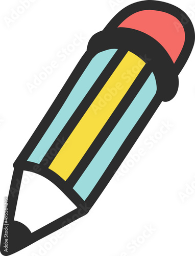 Cartoon pencilvector object, doodle illustration for decor