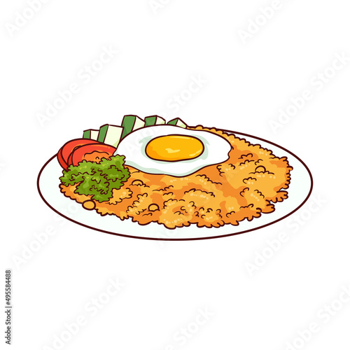 hand drawn fried rice with egg