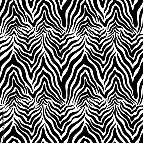 Seamless abstract zebra skin pattern background. Decorative design freehand creative paint. Texture chaotic element.