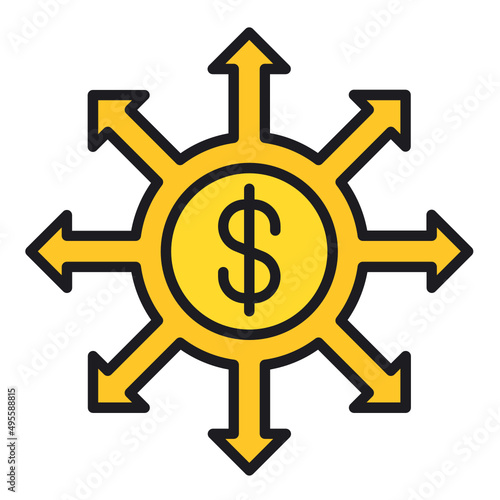 dollar sign with arrow