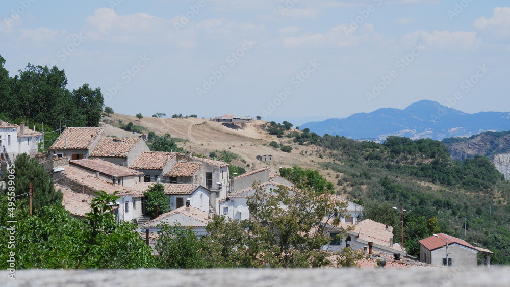 View on old Italian village in the Apennines mountains