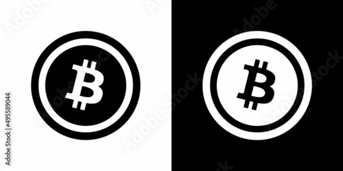 Bitcoin icon sign payment symbol. Cryptocurrency logo. Simple vector. Bitcoin symbol icon, black and white design. Crypto payment. BTC Vector illustration
