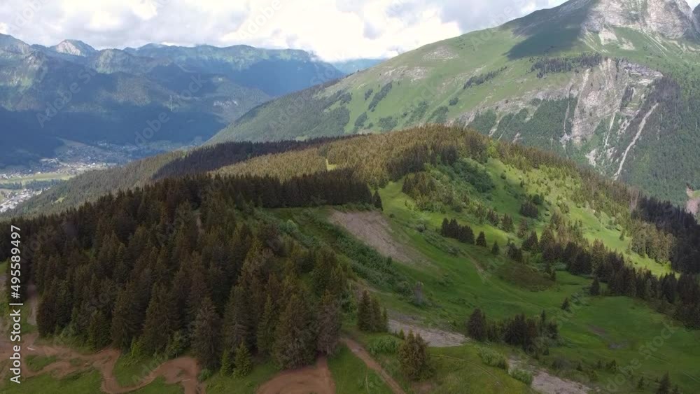 Drone Shot (moving forward) of Mountain Bike Trails, Forests and Mountains Drone Shot (moving forward) of Mountain Bike Trails, Forests and Mountains
