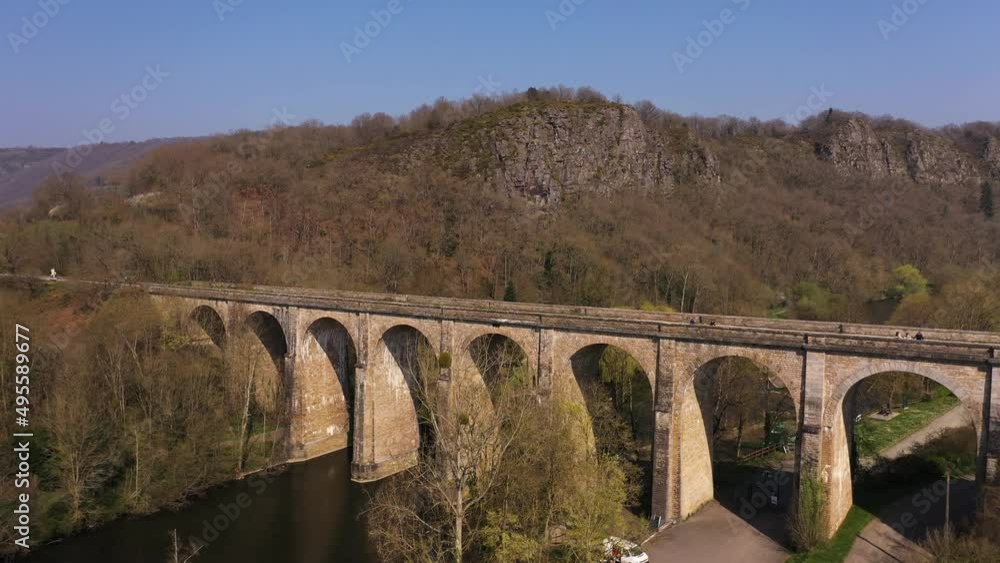 Beatiful drone shot of the clecy viaduct in normandy Beatiful drone shot of the clecy viaduct in normandy