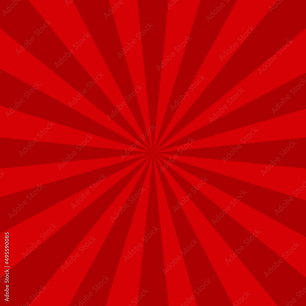 Sunlight retro wide horizontal background. Red color burst background. Fantasy Vector illustration