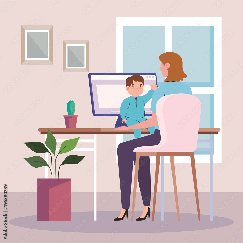 businesswoman mom with son businesswoman mom with son
