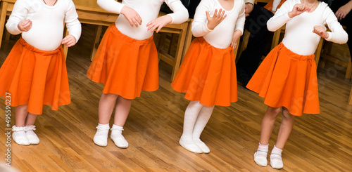 Little dancers at dance rehearsal, children's training 