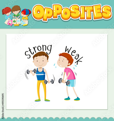 Opposite words for strong and weak