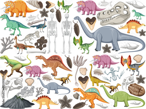 Set of different prehistoric dinosaur animal © blueringmedia