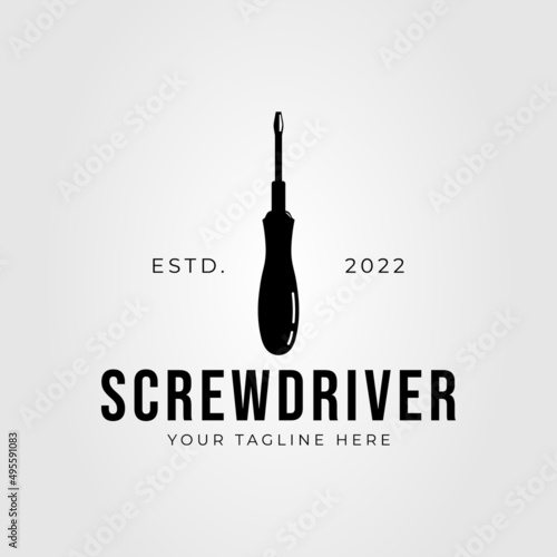 silhouette screwdriver electric awl logo vector illustration design