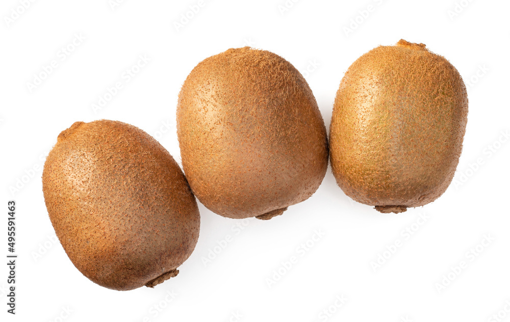 Whole kiwi fruits isolated on the white background, top view. Whole kiwi fruits isolated on the white background, top view.