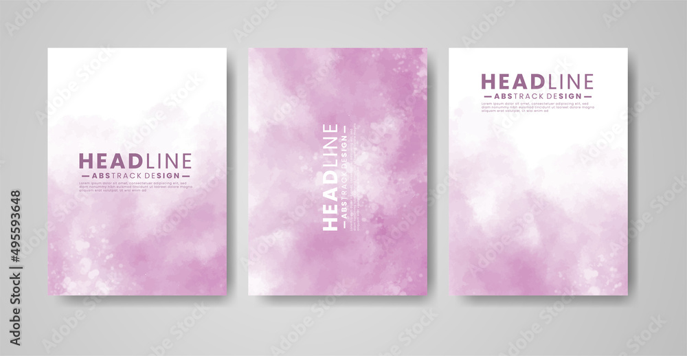 Set of cards with watercolor blots. Set of cards with hand drawn blots element on white background for your design. Design for your date, postcard, banner, logo. 