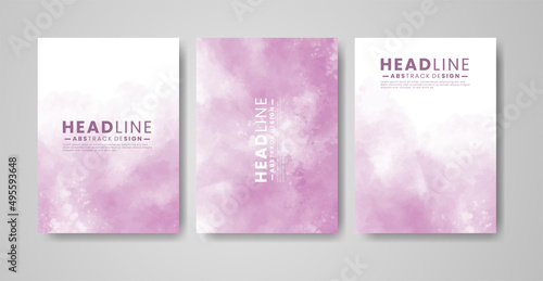 Set of cards with watercolor blots. Set of cards with hand drawn blots element on white background for your design. Design for your date, postcard, banner, logo.  © REZI