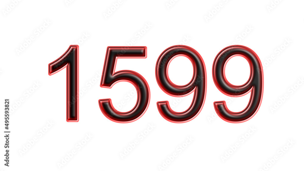 red 1599 number 3d effect white background red 1599 number 3d effect white background