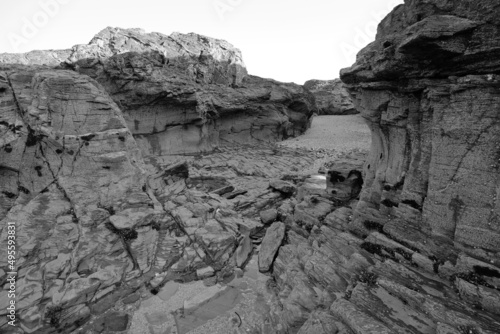 Contstantine Bay Cornwall England UK cliffs caves arches and stacks