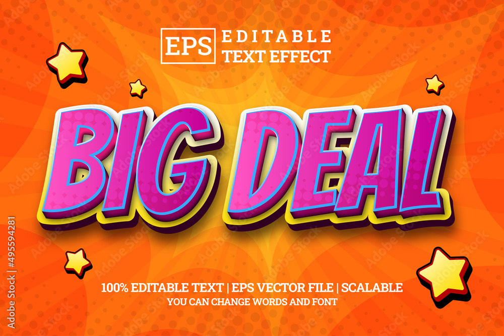 premium comic sale 3d editable text style effect