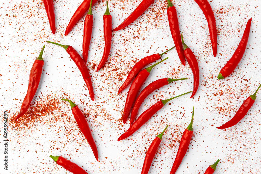 Red hot chili peppers isolated on white background. Red hot chili peppers isolated on white background.