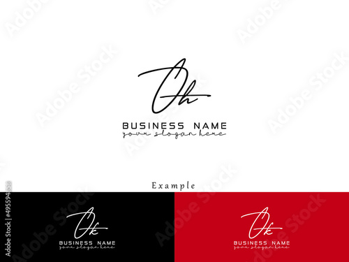 Black OH Logo Design, Slime Oh ho Signature Logo Letter Vector For simple business photo