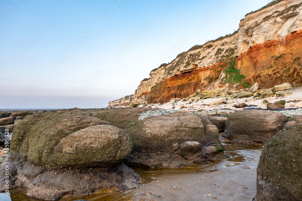 The red and white striped cliffs of Hunstanton beach on the North Norfolk coast The red and white striped cliffs of Hunstanton beach on the North Norfolk coast