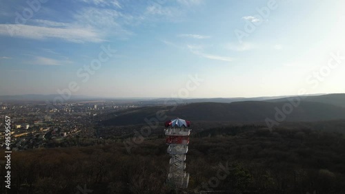 Drone flyover observation tower