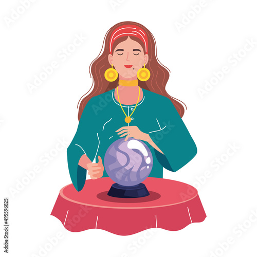 female fortune teller with magic sphere