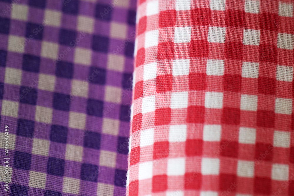 colorful plaid fabric or tablecloth