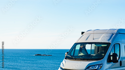 Campervan camping on nature © Voyagerix