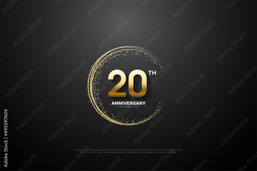 20th anniversary with number illustration. - obrazy, fototapety, plakaty 