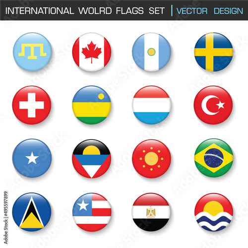 International Flag set in Circle , vector Design Elemant illustration