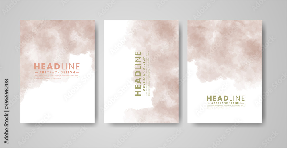 Set of cards with watercolor blots. Set of cards with hand drawn blots element on white background for your design. Design for your date, postcard, banner, logo. 