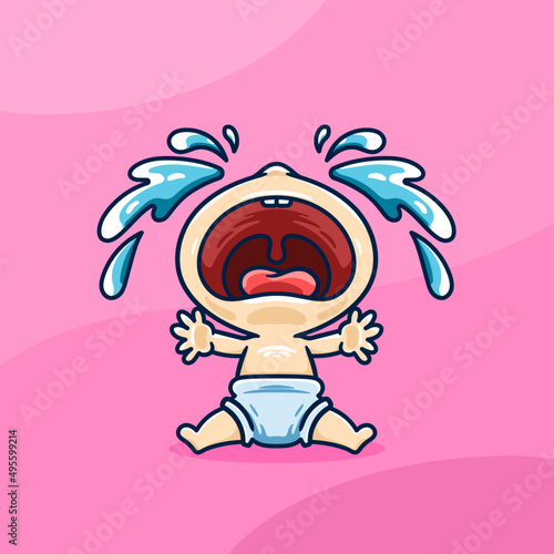 crying baby for 404 error concept