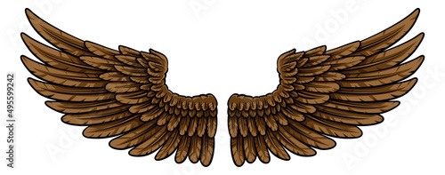 Pair of Spread Eagle or Angel Feather Wings