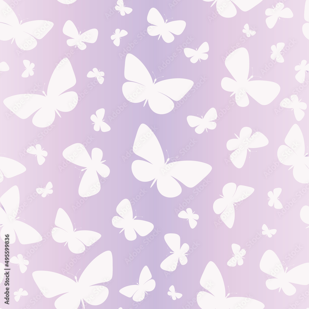White and purple butterfly vector pattern. White and purple butterfly vector pattern.