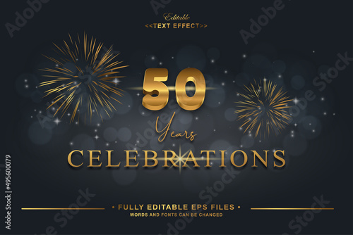  editable gold and black for 50 th celebration text effect.typhography logo