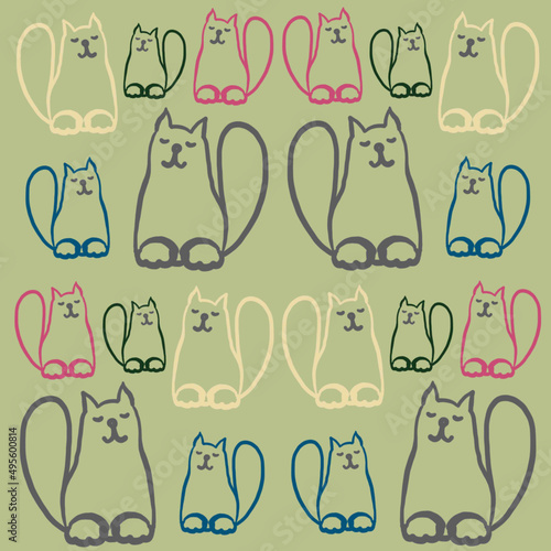 cat, linart cat,linear drawing of a cat,a balding cat,color linear drawing of a cat,a cat who loves to draw and sleep,fashionable colors 2022-2023,children's print,sleepy cat jokes,animal,cat eyes,nos