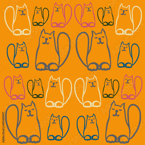 cat, linart cat,linear drawing of a cat,a balding cat,color linear drawing of a cat,a cat who loves to draw and sleep,fashionable colors 2022-2023,children's print,sleepy cat jokes,animal,cat eyes,nos
